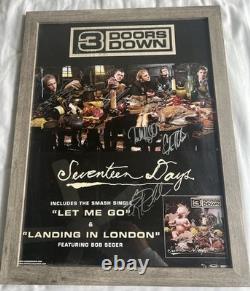 3 Doors Down Full Band Signed 2005 Seventeen Days Tour Poster Framed 18x24