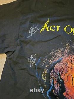 ACT OF DEFIANCE BAND SIGNED AUTOGRAPH Birth & The Burial Tour Shirt Megadeth