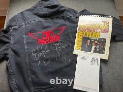 AEROSMITH ORIGINAL RARE 1993 GET A GRIP L DENIM TOUR JACKET signed by BAND