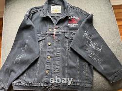 AEROSMITH ORIGINAL RARE 1993 GET A GRIP L DENIM TOUR JACKET signed by BAND