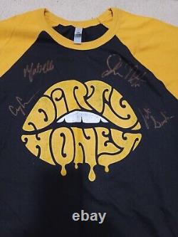 DIRTY HONEY band SIGNED AUTOGRAPH Yellow & Black official tour T Shirt