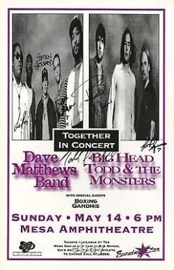 Dave Matthews Band 1995 concert tour autographed x7 GIG poster JSA authenticity