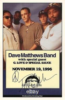 Dave Matthews Band 1996 concert tour autographed GIG poster JSA authenticity