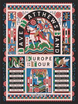 Dave Matthews Band 2024 Europe Tour Poster Signed & Numbered #/50