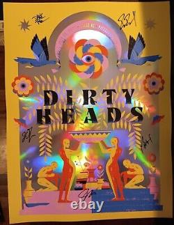 Dirty Heads Band Signed Pittsburgh Pa 2023 Foil Concert Tour Poster