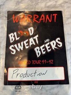 Door Sign for Warrant's 1991/92 Blood Sweat and Beers Tour BAND AUTOGRAPHED