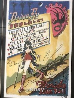 Drive By Truckers 2011 Go Go Boots Tour Autographed & Framed Art Print