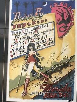 Drive By Truckers 2011 Go Go Boots Tour Autographed & Framed Art Print