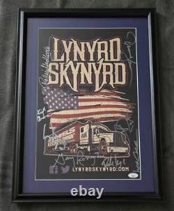 Entire band signed Lynyrd Skynyrd Big Wheels Tour Poster 2022 JSA Rossington