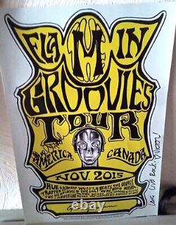 Flamin' Groovies 2015 Fall Tour Poster Signed by 3 Members Of Band VG+