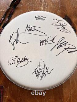 Foreigner Band Mick Jones Signed Drumhead And Band Signed CD With 7 Tour Picks