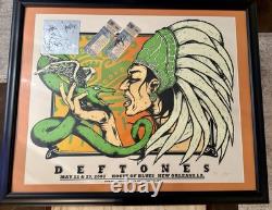 Framed Deftones 2007 Tour Poster Signed By Artist Jermaine Rogers And Band