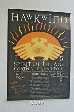HAWKWIND Spirit Of The Age 1995 Tour POSTER SIGNED BY WHOLE BAND! Dave Brock