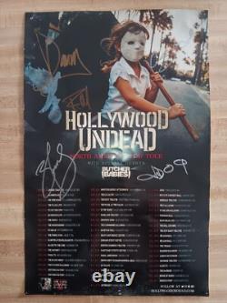 HOLLYWOOD UNDEAD Signed 2017 Tour poster 17×11 band autograph Jorel Decker +4 B