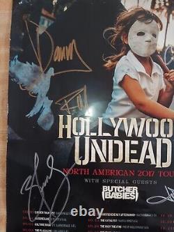 HOLLYWOOD UNDEAD Signed 2017 Tour poster 17×11 band autograph Jorel Decker +4 B