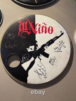 ILL NINO Authentic Band Signed Drumhead 2022 Tour Scarface