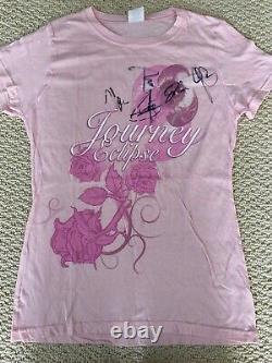 Journey Eclipse Tour Full 5 Member Band Signed Autographed Pink Tee Shirt Sz L