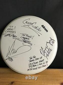 KAMELOT BAND Signed/INSCRIBED TOUR USED DRUMHEAD CASEY GRILLO, PALOTA, ROY KHAN++