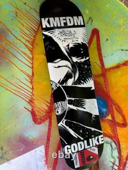 KMFDM Godlike Concert Tour Maple Skateboard Signed by 4 band members, COA