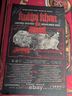 Kublai Khan TX 2024 Tour poster signed by entire band (first tour in four years)