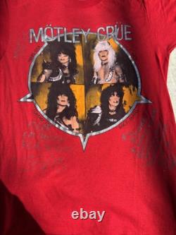 Motley Crue shout At The Devil Tour Shirt Signed By All 4 To member of band Axe