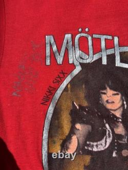 Motley Crue shout At The Devil Tour Shirt Signed By All 4 To member of band Axe
