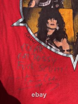 Motley Crue shout At The Devil Tour Shirt Signed By All 4 To member of band Axe