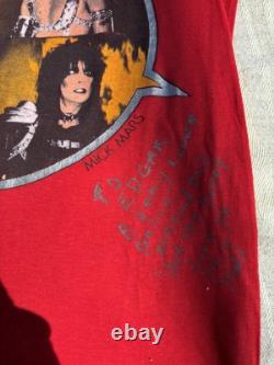 Motley Crue shout At The Devil Tour Shirt Signed By All 4 To member of band Axe