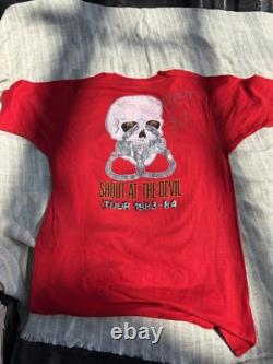 Motley Crue shout At The Devil Tour Shirt Signed By All 4 To member of band Axe