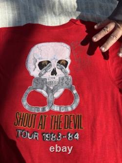 Motley Crue shout At The Devil Tour Shirt Signed By All 4 To member of band Axe