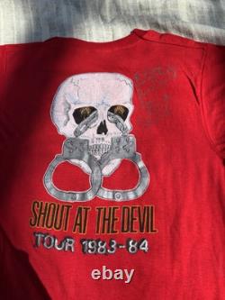 Motley Crue shout At The Devil Tour Shirt Signed By All 4 To member of band Axe