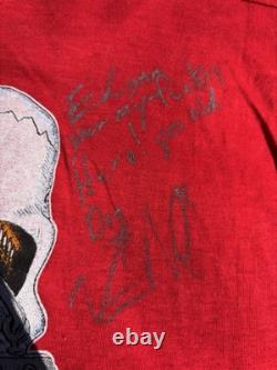 Motley Crue shout At The Devil Tour Shirt Signed By All 4 To member of band Axe