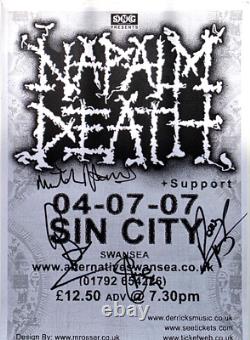 Napalm Death Signed A4 tour flyer by Band Members Music Memorabilia