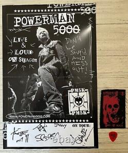 POWERMAN 5000 Band SIGNED Tour Poster (11x17), Patch & Signed Guitar Pick