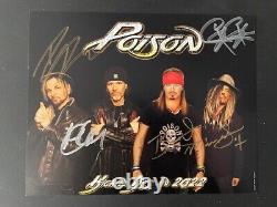 Poison Stadium Tour BAND Signed 8x10 Photo DeVille Michaels Rockett Dall