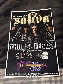 ROCK BAND SALIVA 2012 WORLD TOUR GIG POSTER 11x17 AUTOGRAPHED SIGNED BY ALL RARE