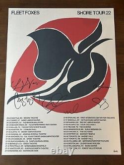 SIGNED Fleet Foxes 2022 US Concert Shore Tour Poster, AUTOGRAPHED by full band