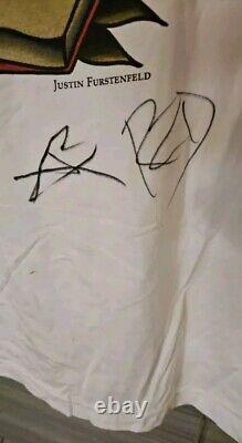 SIGNED Justin Furstenfeld Ryan Delahoussaye Blue October 2017 Tour Shirt LARGE L