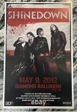 Shinedown Band Signed JSA Show Poster 2012 Tour 11x17 autograph Brent Smith +3