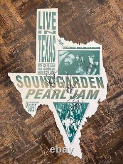 Soundgarden & Pearl Jam 1992 Band Signed Texas Concert Tour Poster Chris Cornell