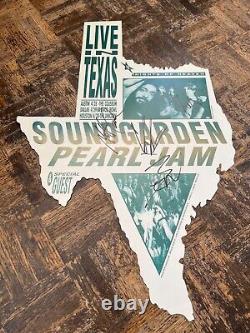 Soundgarden & Pearl Jam 1992 Band Signed Texas Concert Tour Poster Chris Cornell