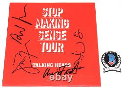 TALKING HEADS BAND SIGNED STOP MAKING SENSE TOUR ALBUM VINYL BECKETT COA x4 BAS