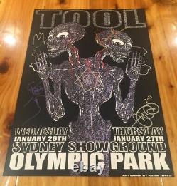TOOL Band Signed Tour Poster 2011 Adam Jones DOODLED Art Sydney Australia RARE