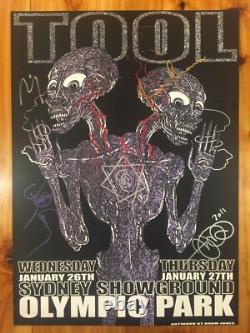 TOOL Band Signed Tour Poster 2011 Adam Jones DOODLED Art Sydney Australia RARE