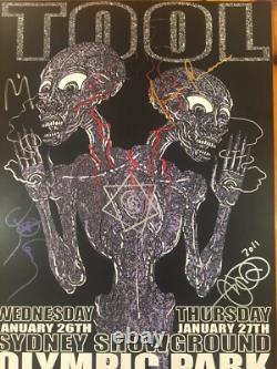 TOOL Band Signed Tour Poster 2011 Adam Jones DOODLED Art Sydney Australia RARE