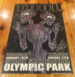 TOOL Band Signed Tour Poster 2011 Adam Jones DOODLED Art Sydney Australia RARE