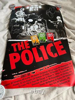 The Police -sting Stewart Copeland Band Signed 2007 Tour Poster Backstage Pass