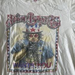 Vintage Allman Brothers Peach Corp Tour T-Shirt 90s VTG Signed Gregg Allman Sz L
