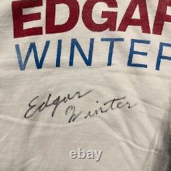 Vintage Edgar Winter Shirt Adult XL White 1994 Tour Signed Autographed Not a Kid