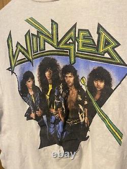 Vintage Shirt Winger 90s 80s Rock Metal Autographed Tour Large Dokken Ratt Kix